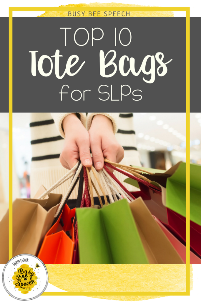 Need a great SLP tote bag?  This post is a round up of some great bags that will keep your speech therapy materials and supplies happy. 