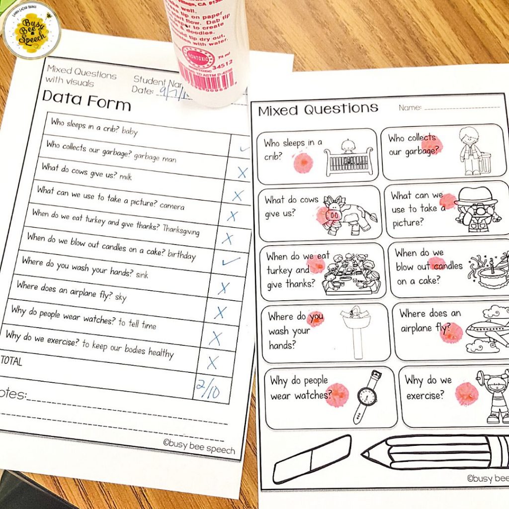 speech therapy baseline data