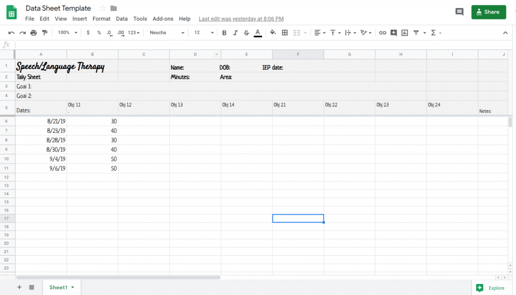 digital speech therapy data sheet