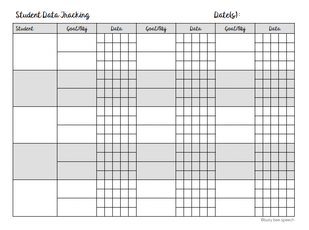 SLP data collection sheet
