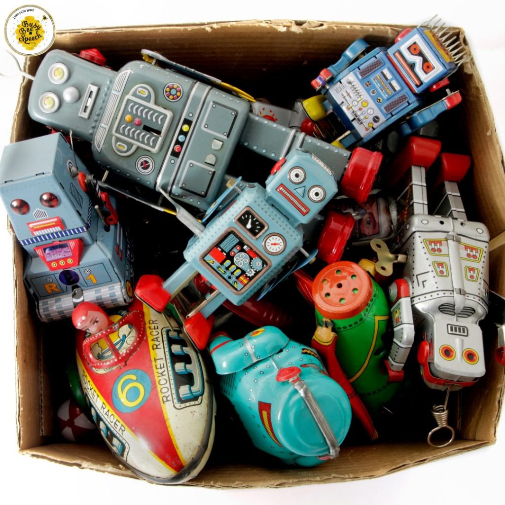use new toys or pictures to help keep students engaged virtually