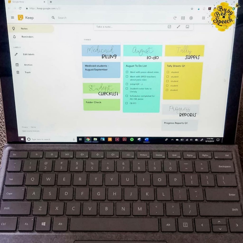 Google keep headers