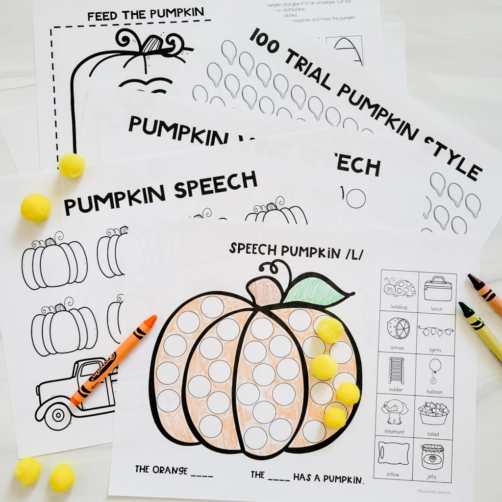 pumpkin worksheets for speech therapy
