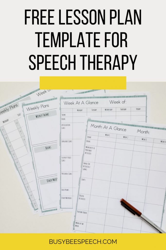 free lesson plan template for speech therapy