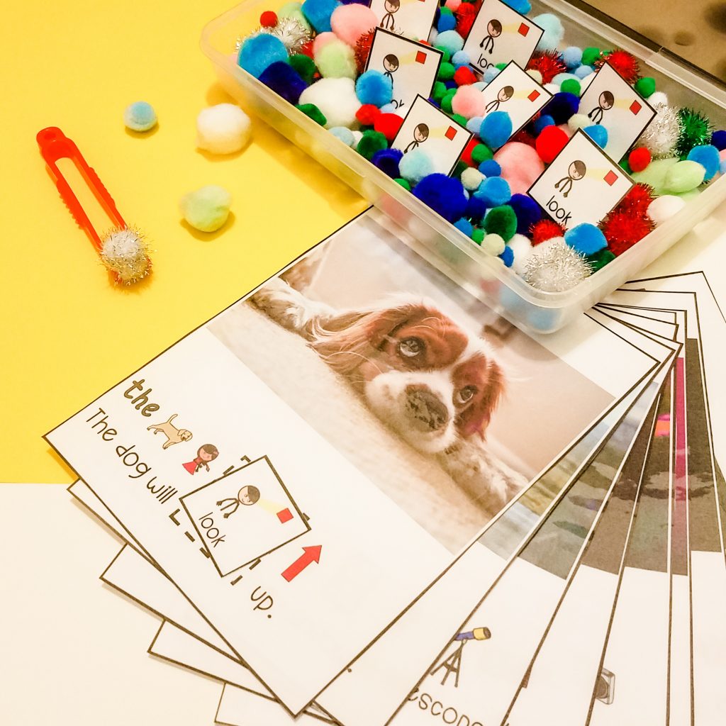 core word sensory bin activity for preschool group speech therapy