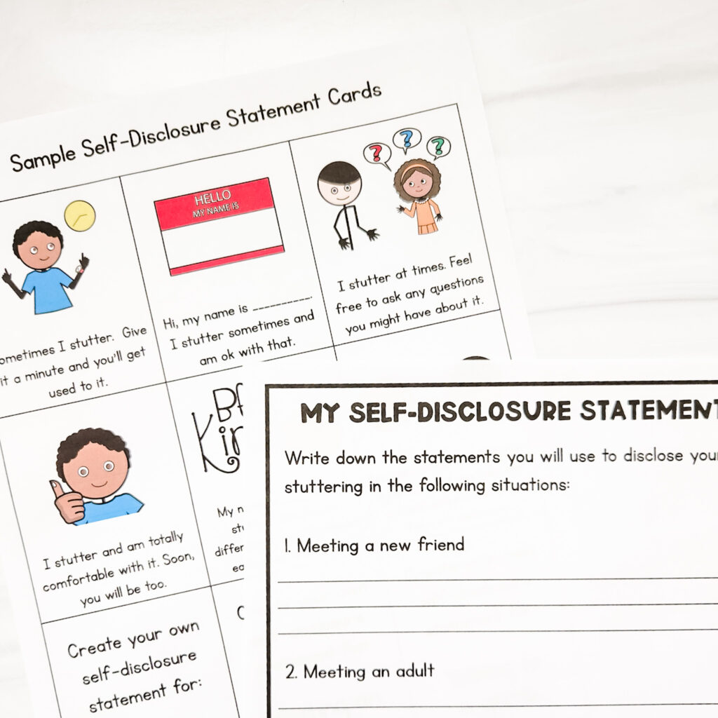 self-disclosure activities for stuttering therapy