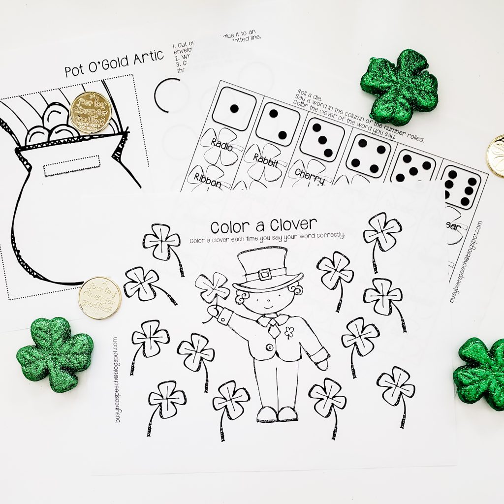 St. Patrick's day speech therapy worksheets