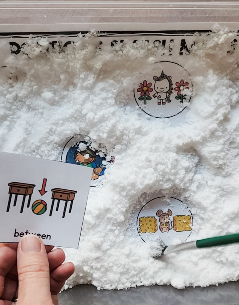 snow sensory bin